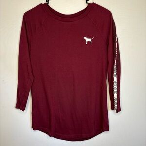 PINK burgundy striped long sleeve | Size XS